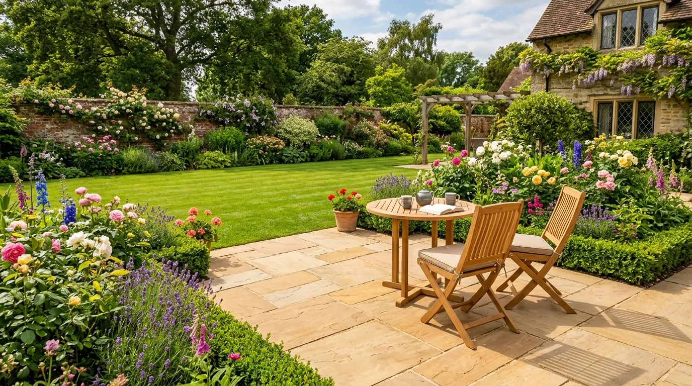 English Garden Indian Sandstone Patio Restoration